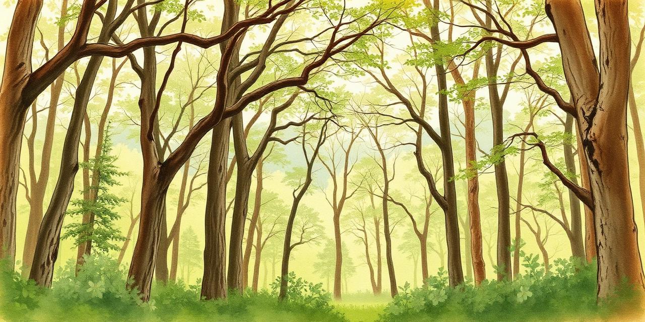 Riparian forest habitat illustration