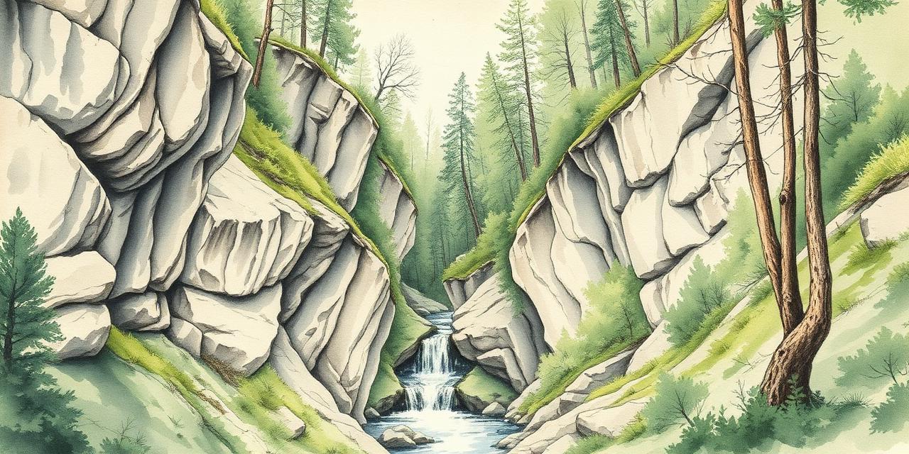 Ravine forest habitat illustration